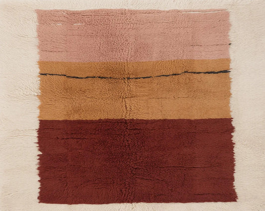 Handwoven Beni Ourain Wool Rug in Earthy Tones Moroccan Berber Carpet with Blus