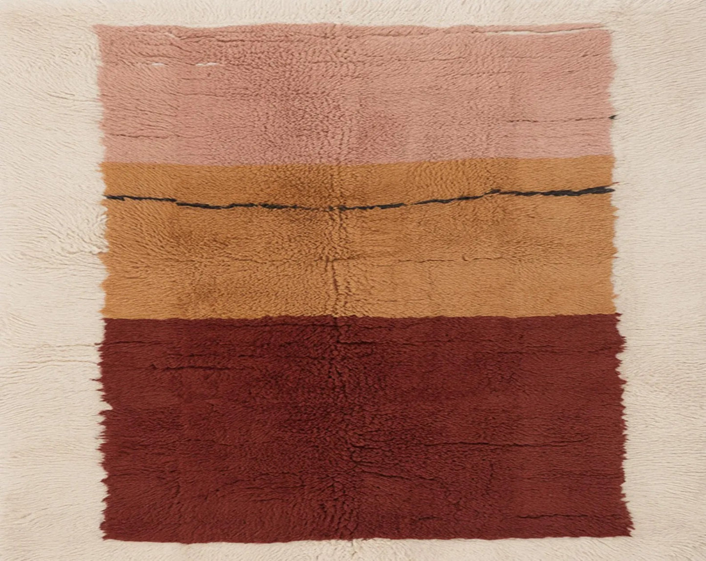 Handwoven Beni Ourain Wool Rug in Earthy Tones Moroccan Berber Carpet with Blus
