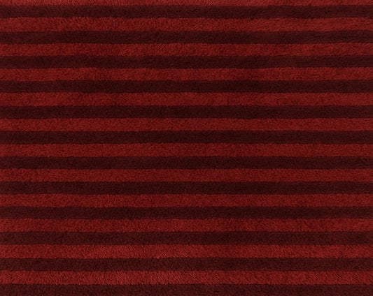 Moroccan Wool Rug Red Striped Hand-Knotted Berber Carpet